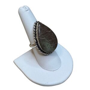 Handmade Sterling Silver Plated Teardrop Gemstone Ring